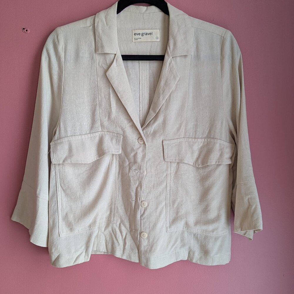 Eve Gravel Cropped Button-Up Shirt